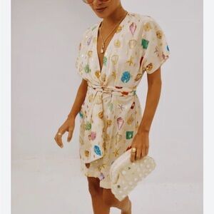 Never Fully Dressed Cream and Gold Patterned Dress